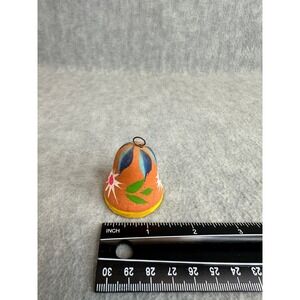 Hand Crafted Terracotta Bell Small Orange Excellent Hand Painted Folk Art
